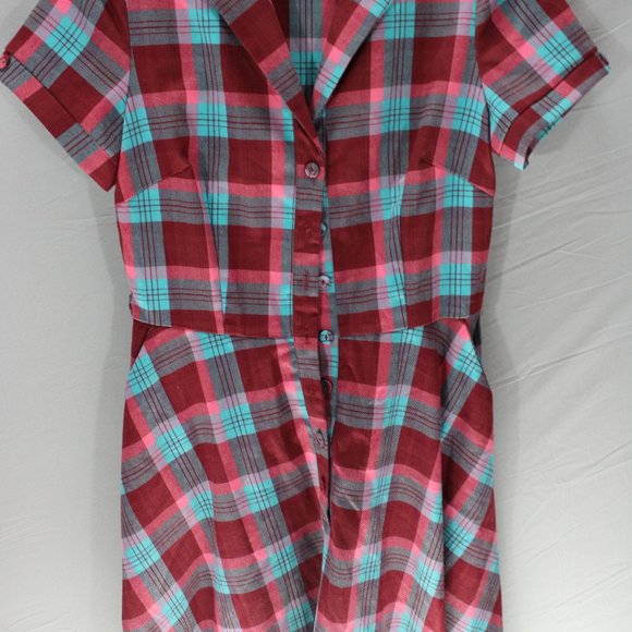 Voodoo Vixen Dress Plaid Size Medium 6 Polyester - Picture 2 of 5